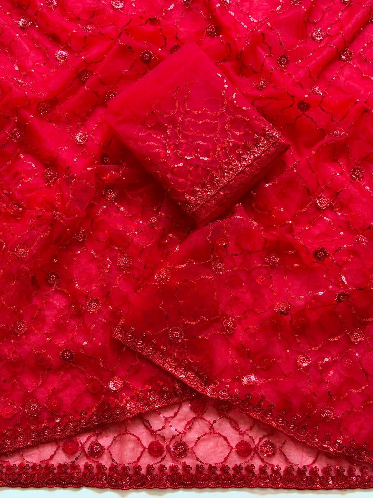 Elegant Party Wear Soft Net Saree with Designer Embroidery