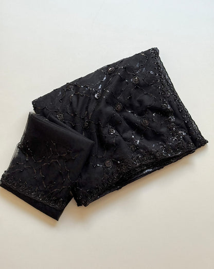 Elegant Party Wear Soft Net Saree with Designer Embroidery