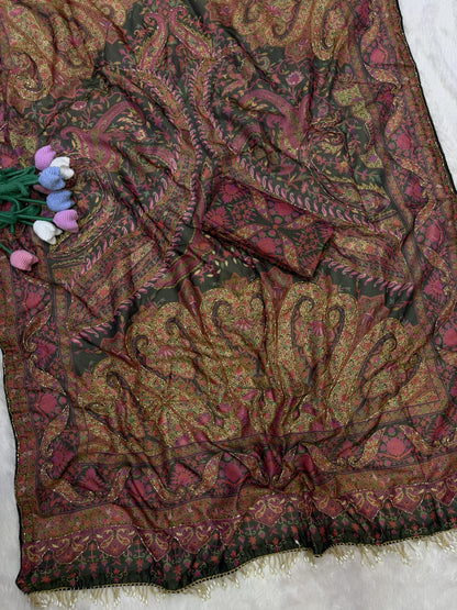 Premium Soft Cosmo Silk Saree with Katdana & Mirror Handwork