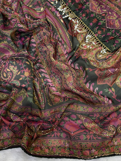 Premium Soft Cosmo Silk Saree with Katdana & Mirror Handwork