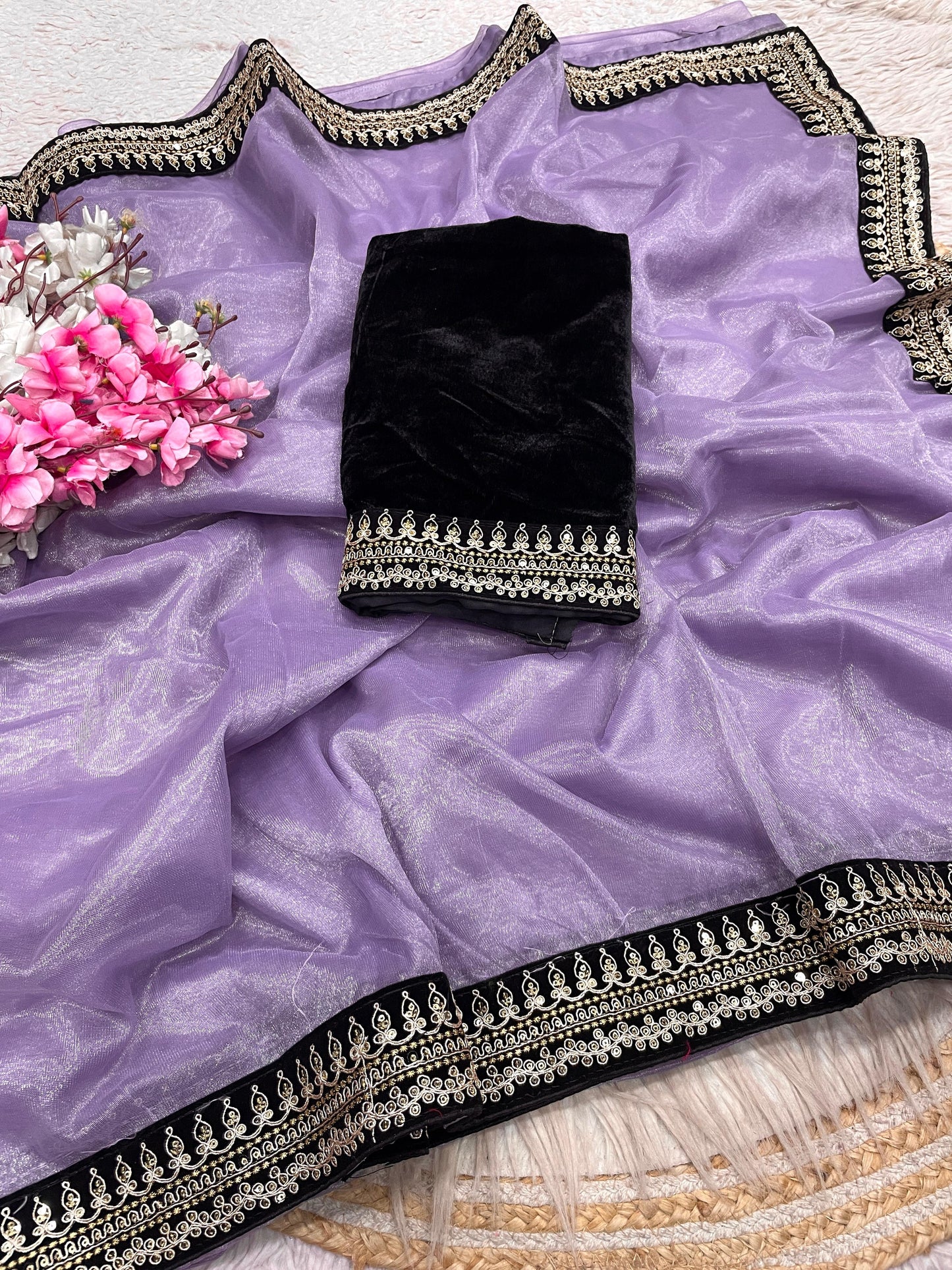 Premium Soft Twill Net Saree with Coding Embroidery & Rich Lace Border