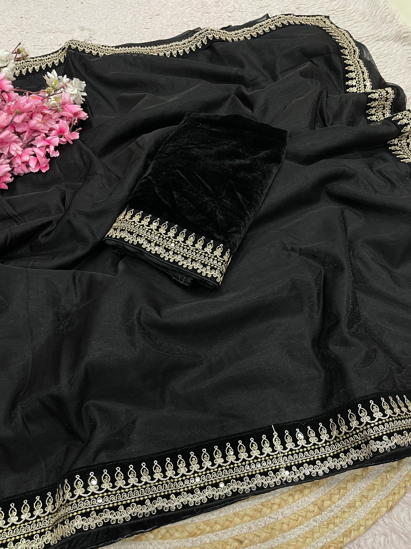 Premium Soft Twill Net Saree with Coding Embroidery & Rich Lace Border