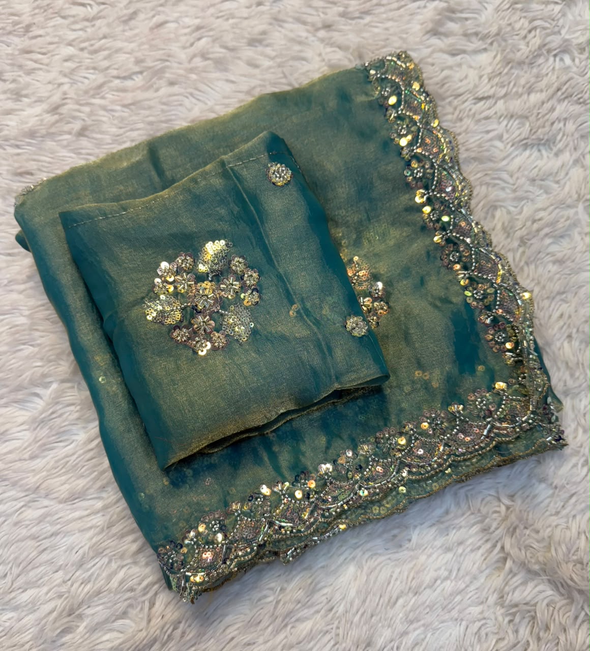 Graceful Party Wear Soft Silk Saree with Floral Embroidery Motifs
