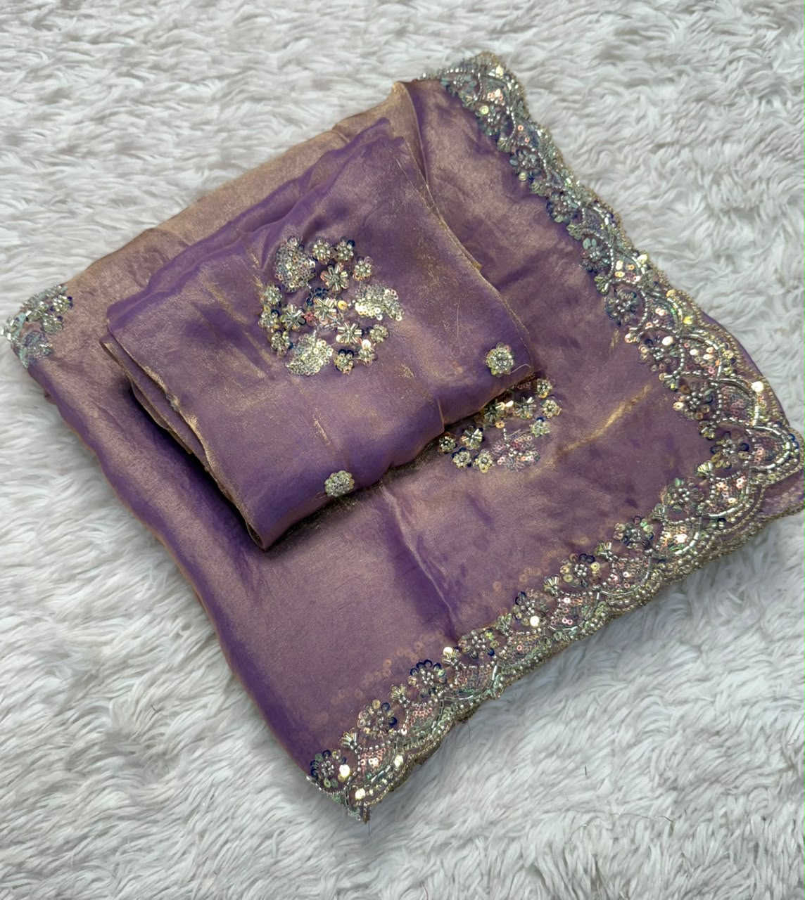 Graceful Party Wear Soft Silk Saree with Floral Embroidery Motifs