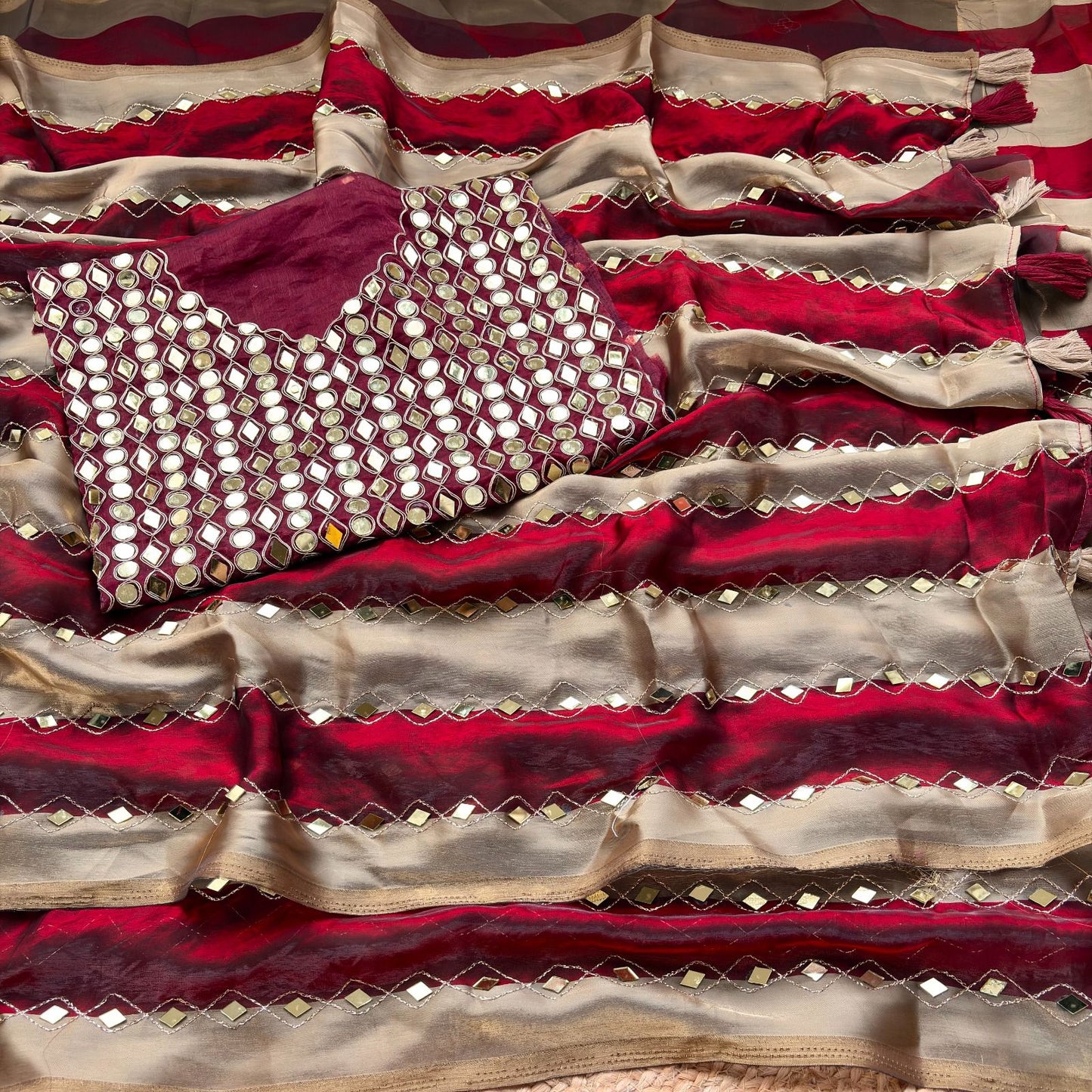 Wedding Special Space Silk Saree with Original Aari Embroidery