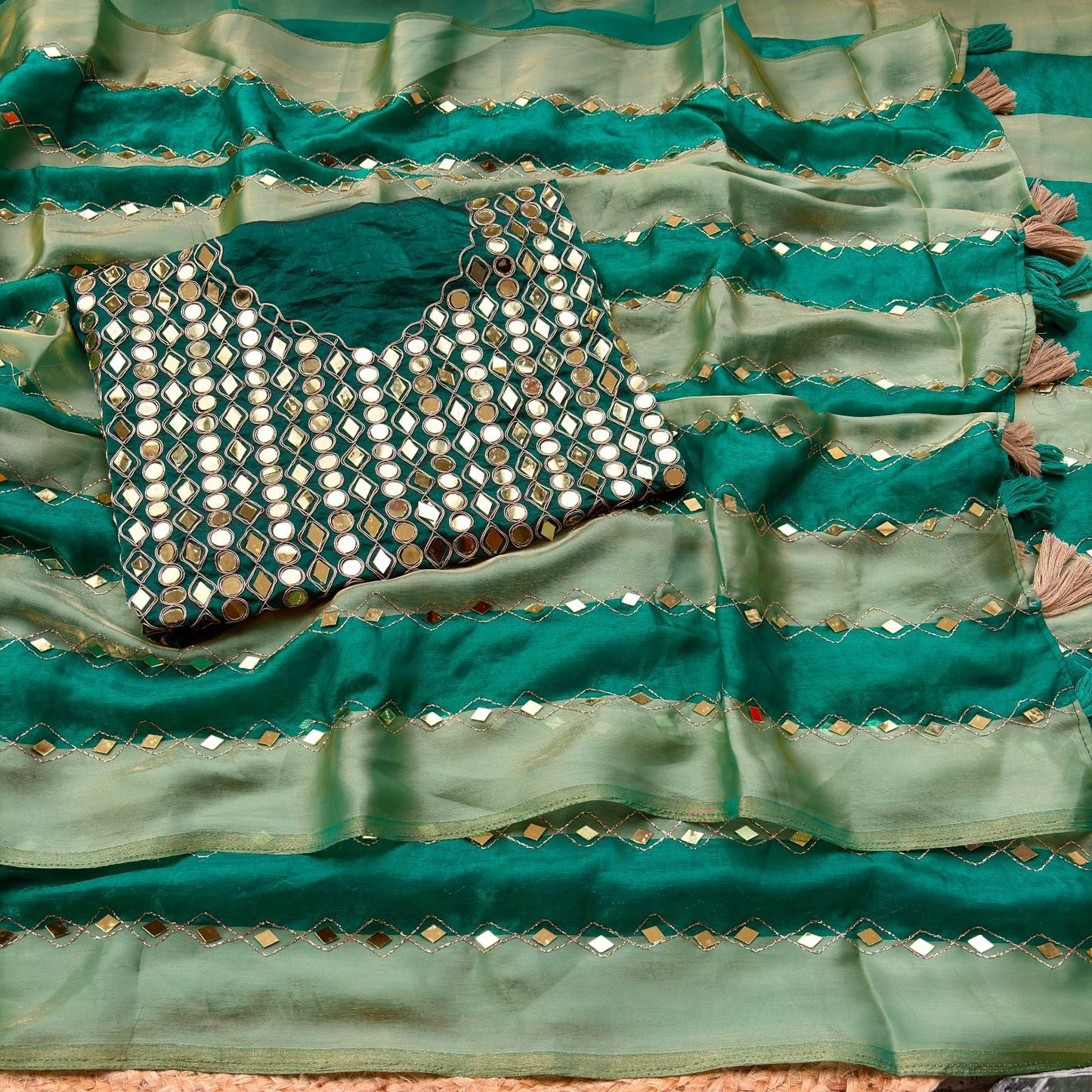 Wedding Special Space Silk Saree with Original Aari Embroidery
