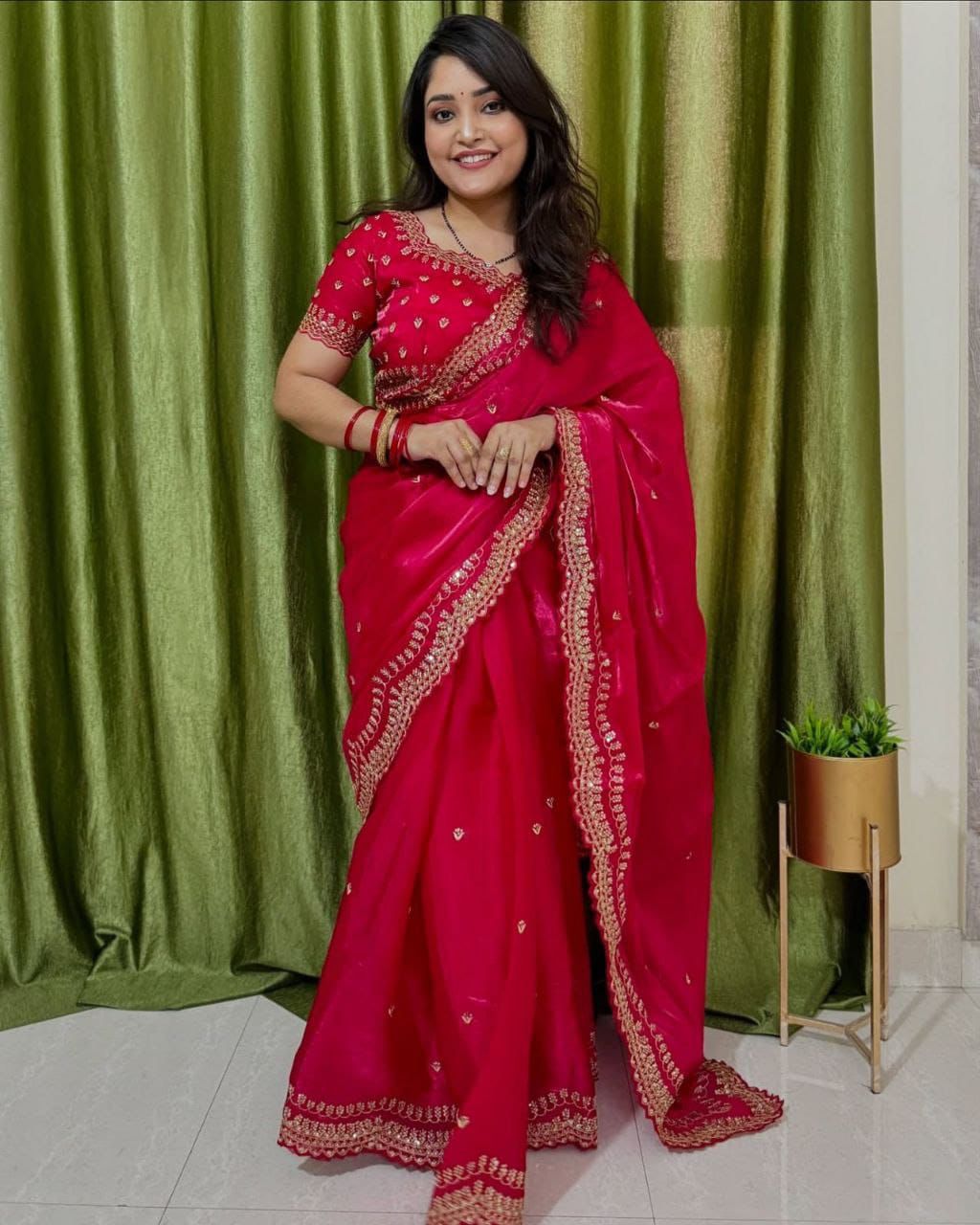 Premium Pure Soft Zimmy Choo Silk Saree with C-Pallu Embroidery