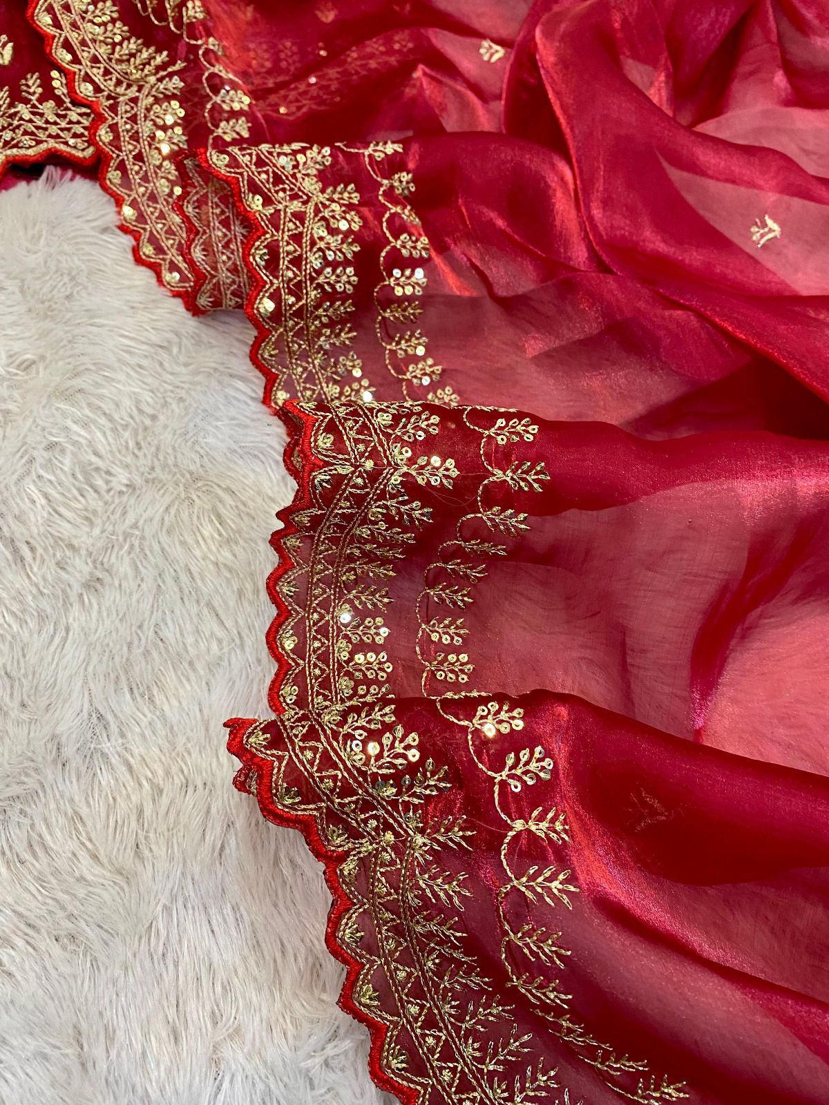 Premium Pure Soft Zimmy Choo Silk Saree with C-Pallu Embroidery