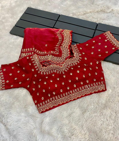 Premium Pure Soft Zimmy Choo Silk Saree with C-Pallu Embroidery
