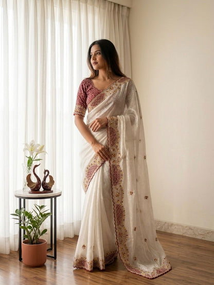 Designer Soft Crunchy Saree with Elegant Aplic Work