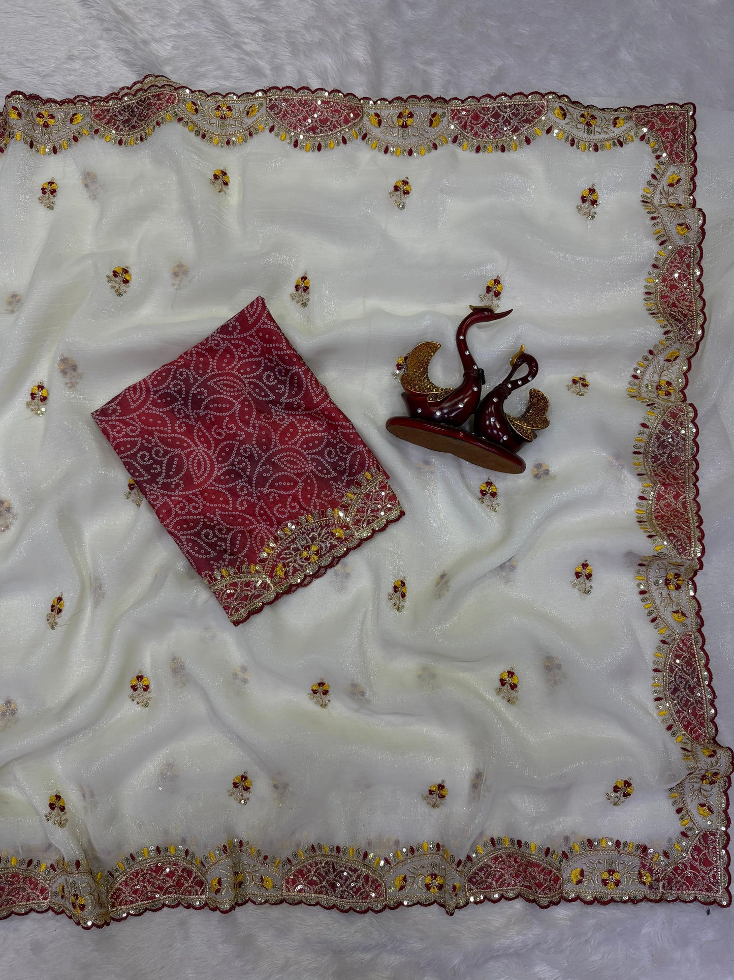 Designer Soft Crunchy Saree with Elegant Aplic Work