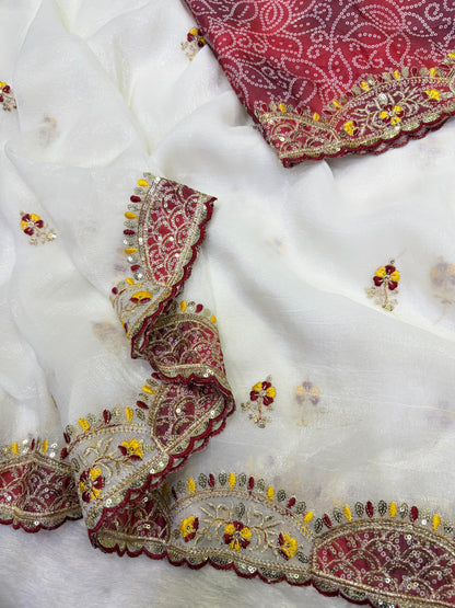 Designer Soft Crunchy Saree with Elegant Aplic Work