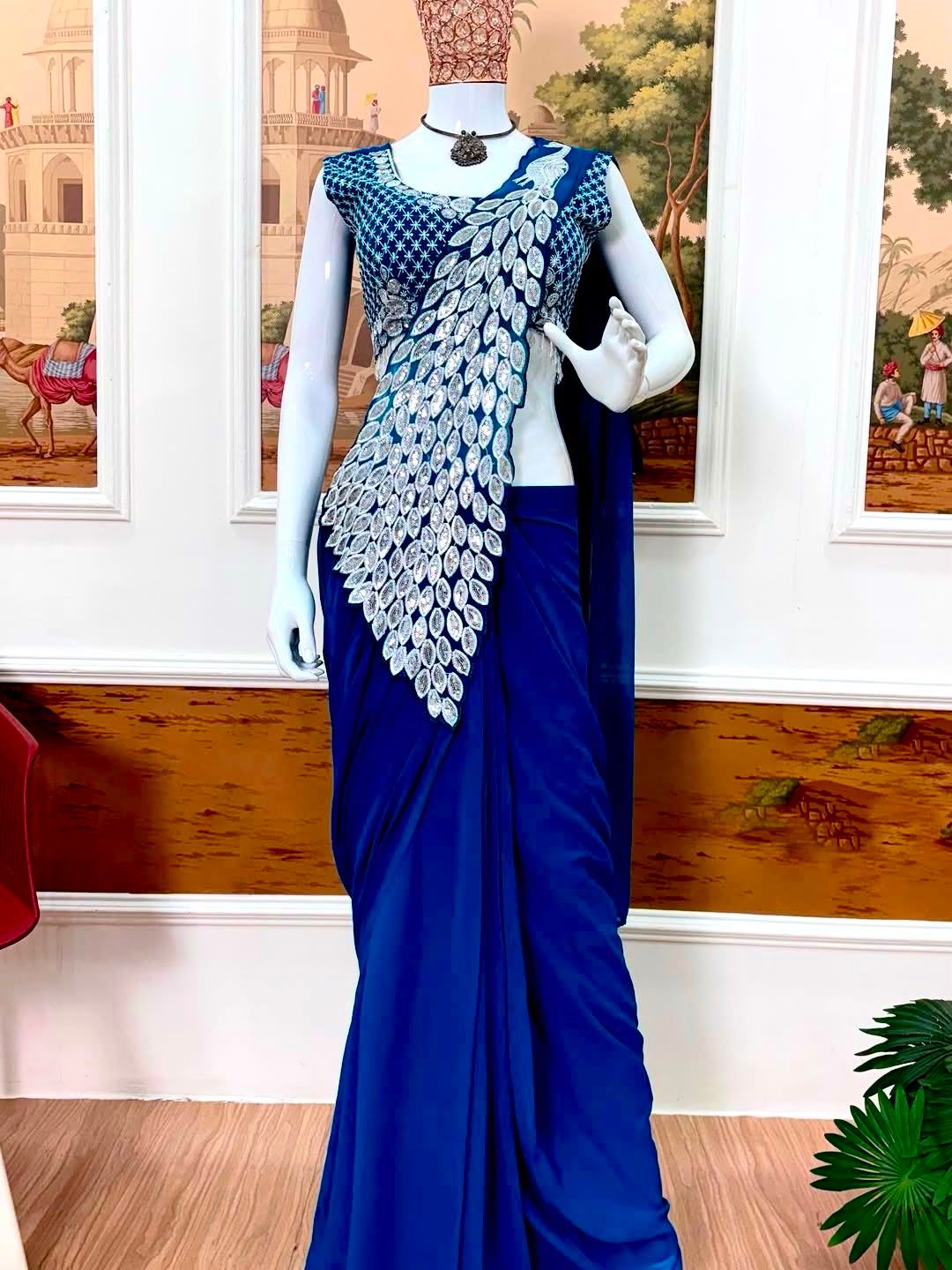 Party Wear Heavy Georgette Saree with Designer Stitched Blouse