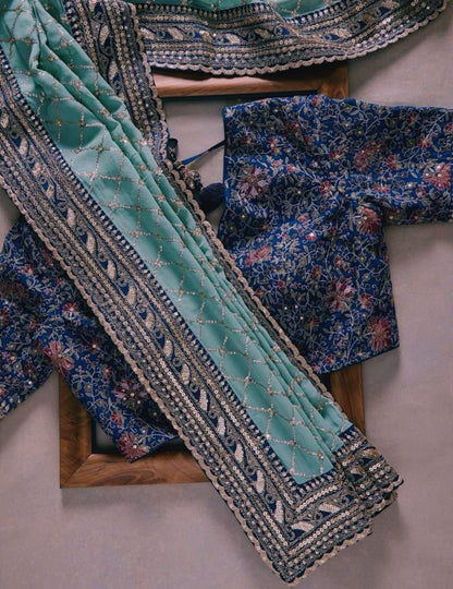 Exclusive Heavy Georgette Saree with Rich Embroidery & Tapeta Silk Blouse