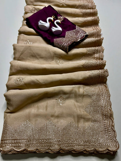 Premium Pure Soft Rangoli Silk Saree with Embroidery Thread Work
