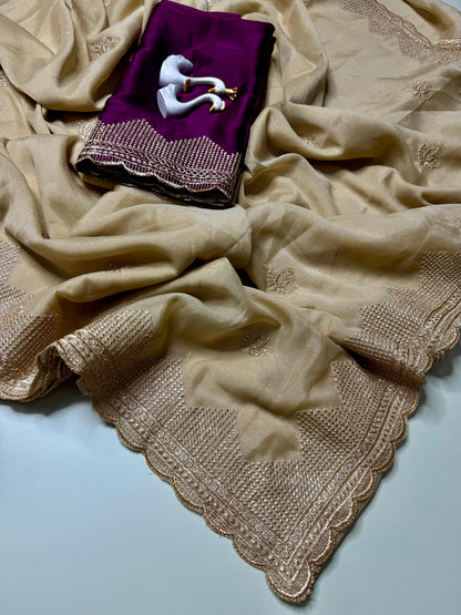 Premium Pure Soft Rangoli Silk Saree with Embroidery Thread Work