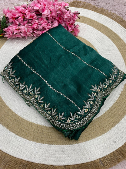 Designer Bareberry Chiffon Saree with Heavy Handcrafted Khatli Work