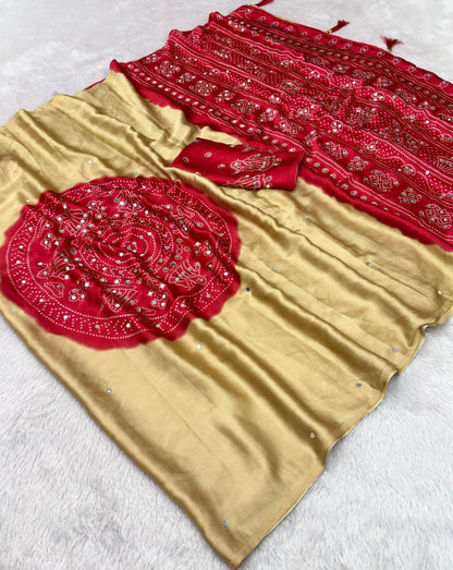 Premium Japan Satin Saree with Original Mirror Work & Beautiful Latkan