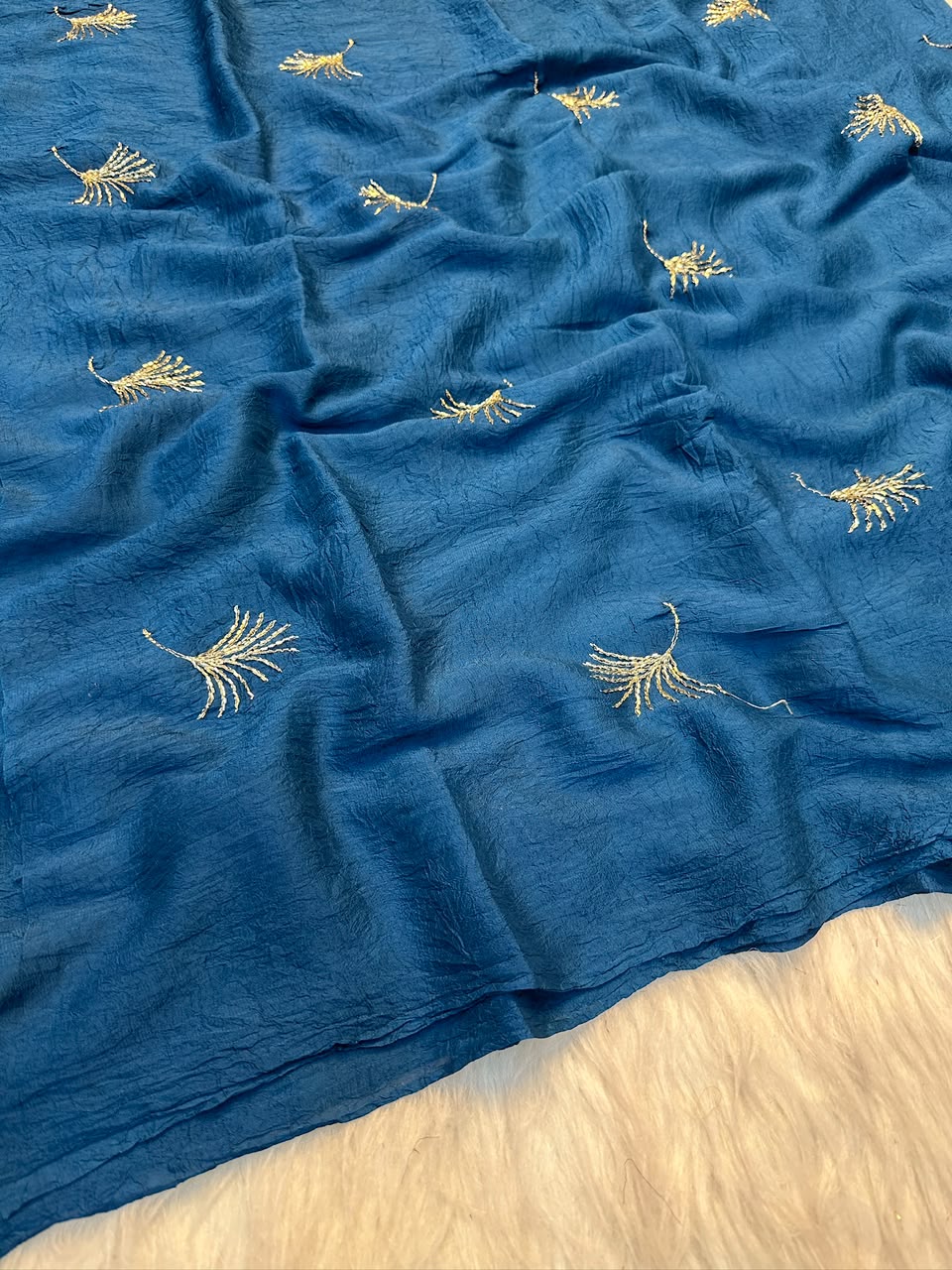 Feather Crush Full Sequence Embroidery Saree