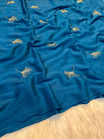 Feather Crush Full Sequence Embroidery Saree
