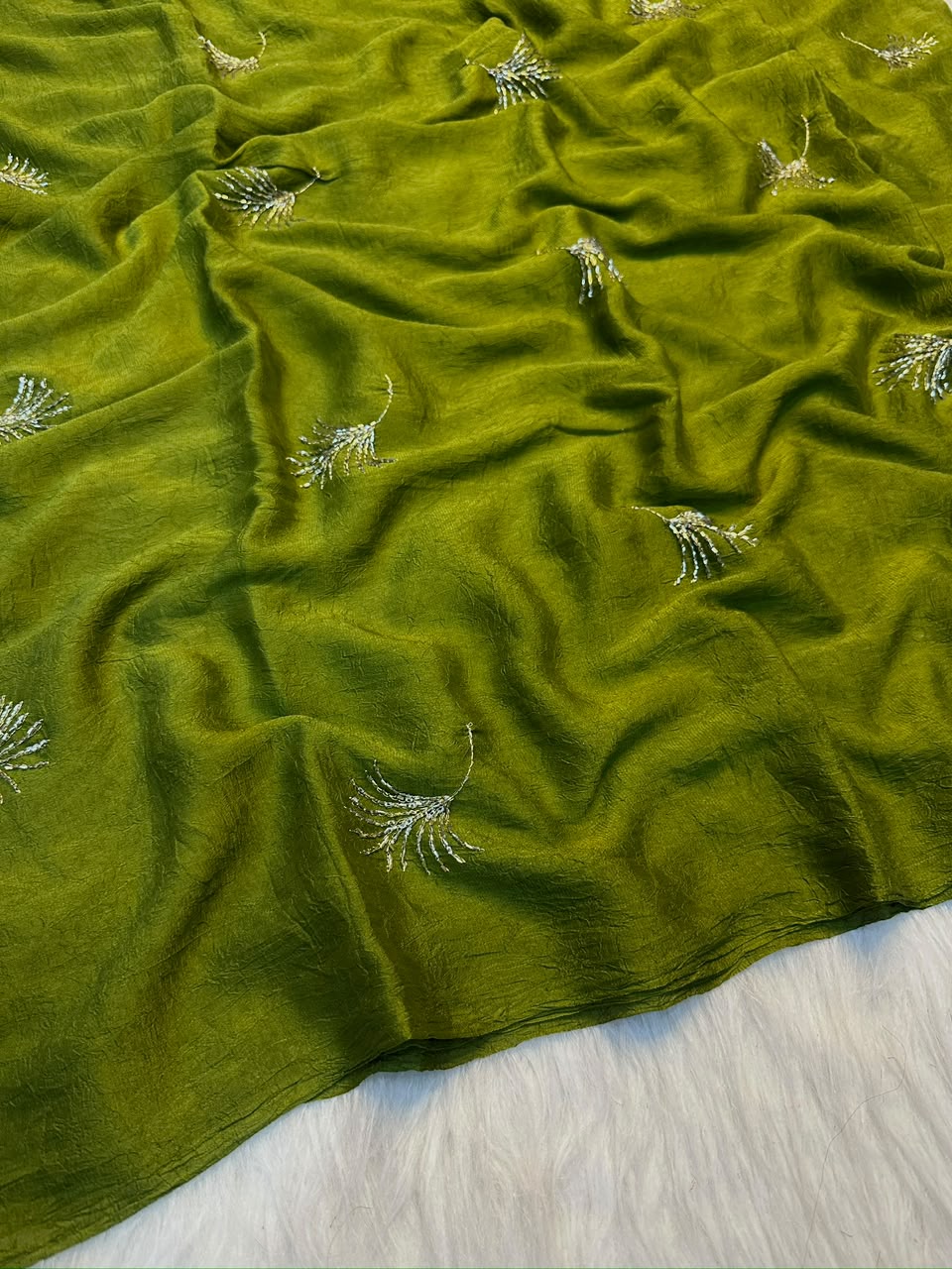 Feather Crush Full Sequence Embroidery Saree