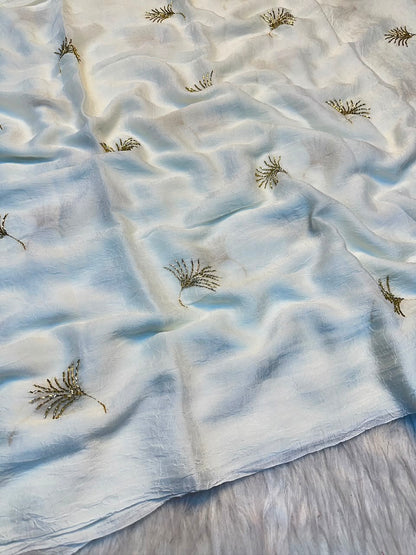 Feather Crush Full Sequence Embroidery Saree