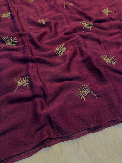 Feather Crush Full Sequence Embroidery Saree