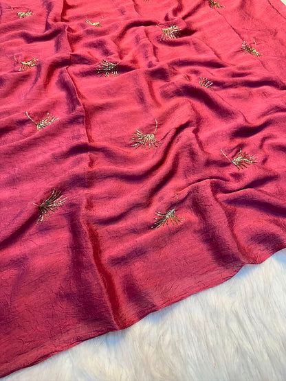 Feather Crush Full Sequence Embroidery Saree