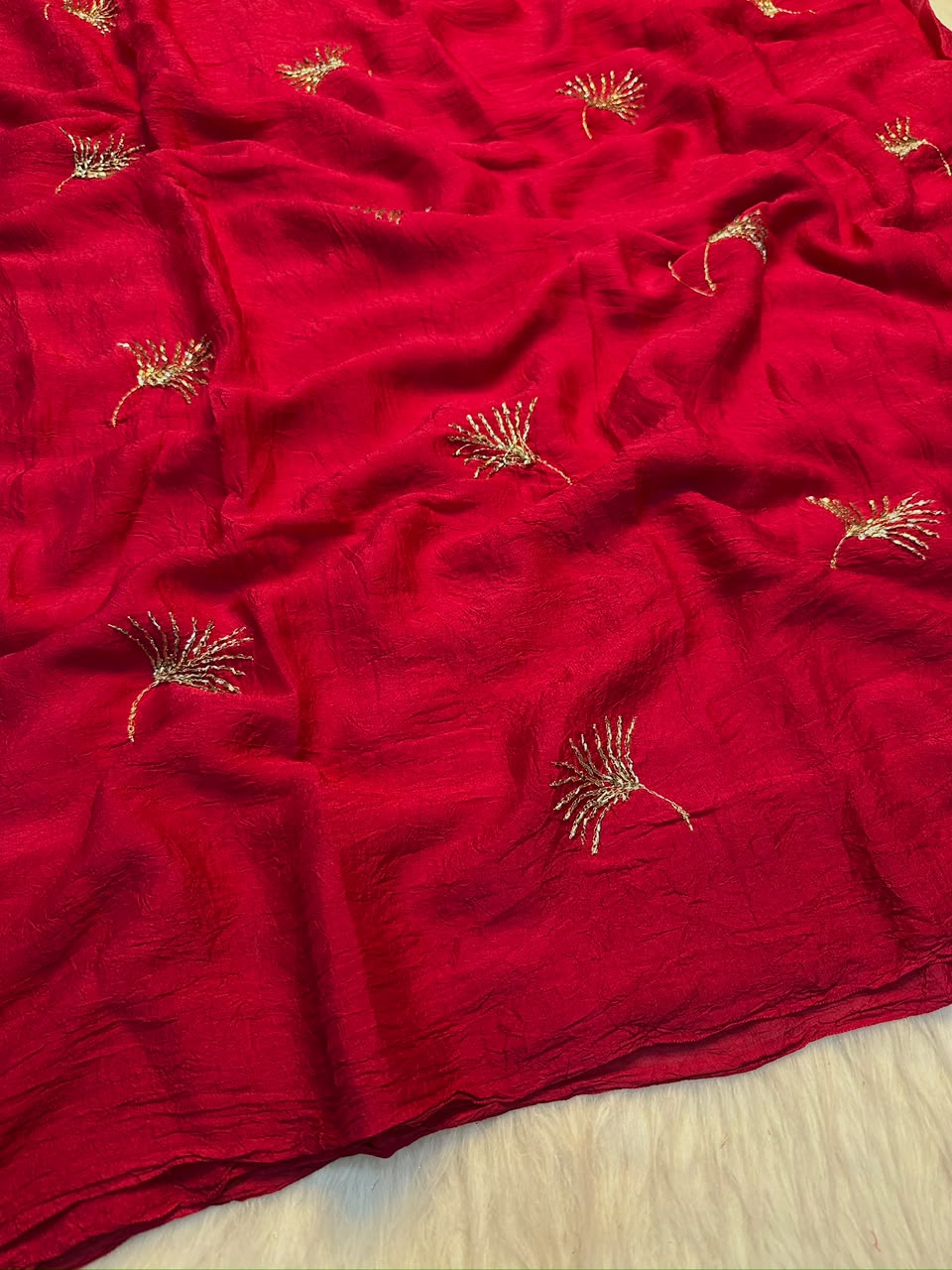 Feather Crush Full Sequence Embroidery Saree