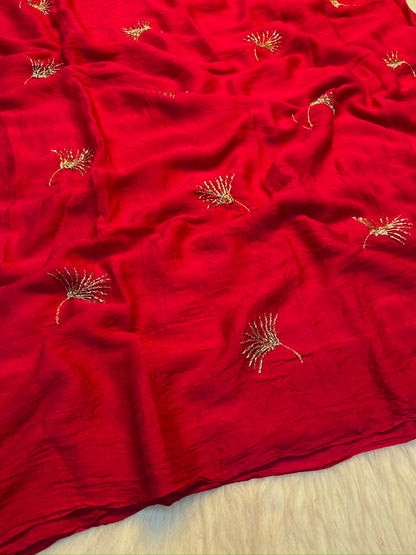 Feather Crush Full Sequence Embroidery Saree