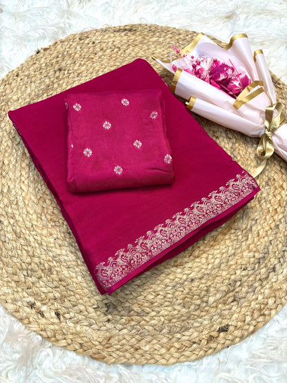 Solid Pastel Tone Lightweight Soft Silk Saree with Subtle Zari Border