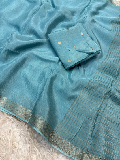 Solid Pastel Tone Lightweight Soft Silk Saree with Subtle Zari Border