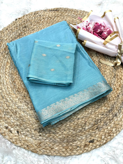 Solid Pastel Tone Lightweight Soft Silk Saree with Subtle Zari Border