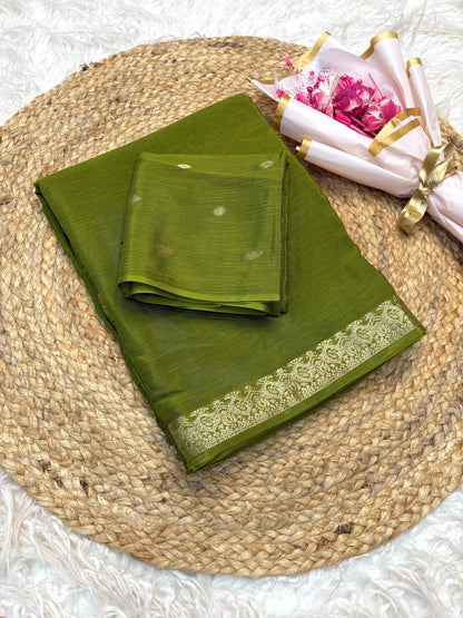 Solid Pastel Tone Lightweight Soft Silk Saree with Subtle Zari Border