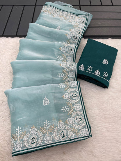 Pure soft Jimmy Choo chiffon silk Saree