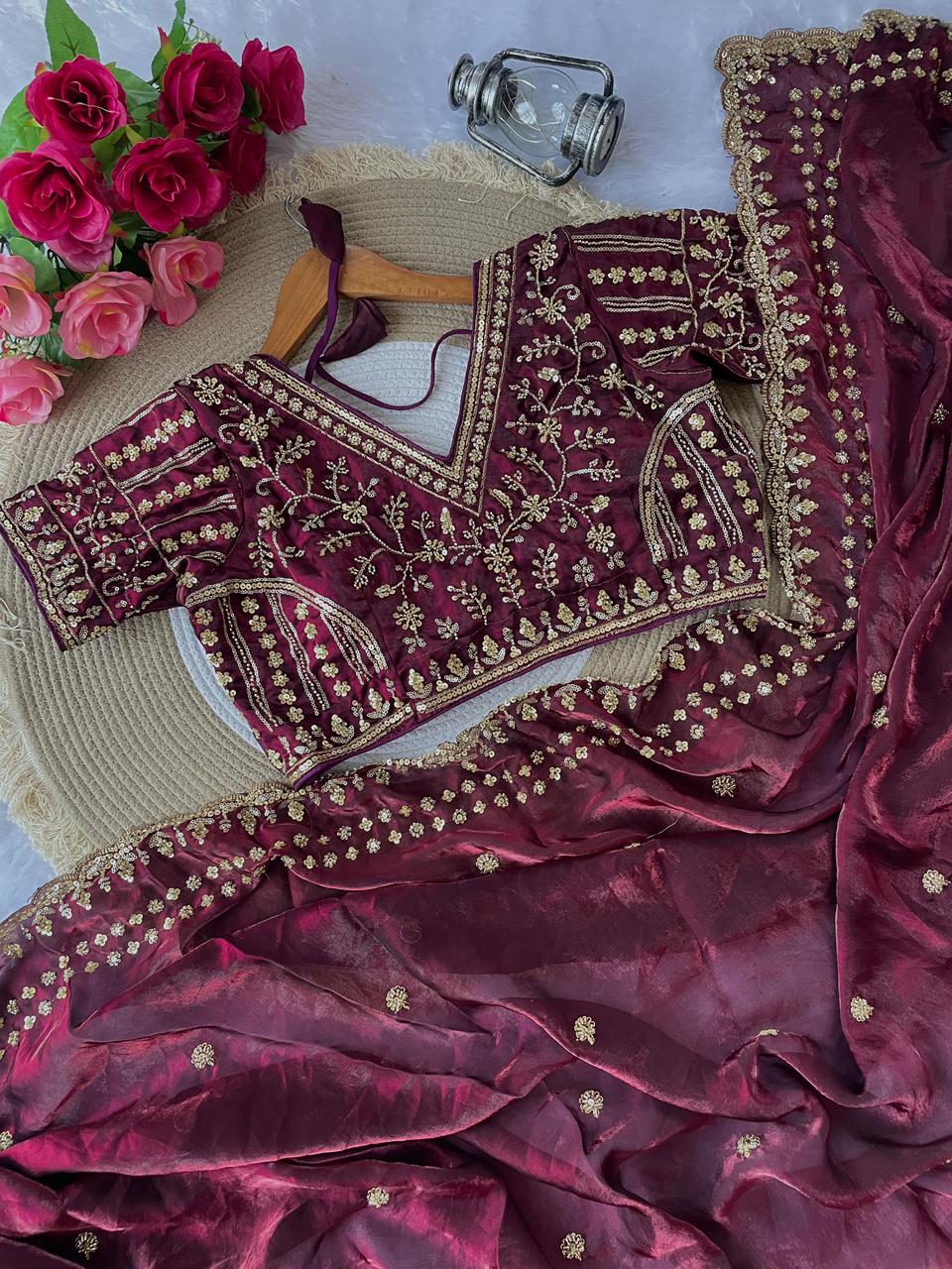 PURE SOFT FANDY SATIN SILK FABRIC SAREE