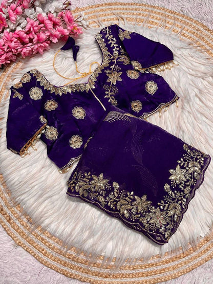 C -Pallu 3mm multi sequence  Embroidery Work Saree