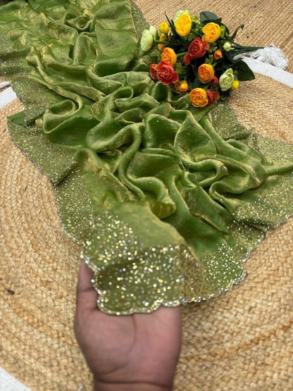 Fendi Space Silk Saree with All-Over Jarkan Work