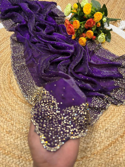 Fendi Space Silk Saree with All-Over Jarkan Work