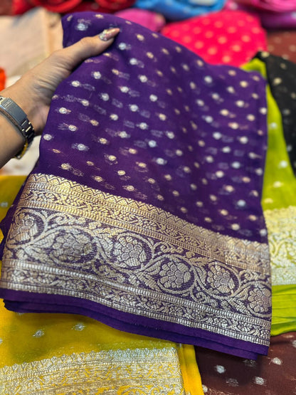 Latest Function wear Viscose Georgette Jacquard Weaving Work Fancy Designer Saree