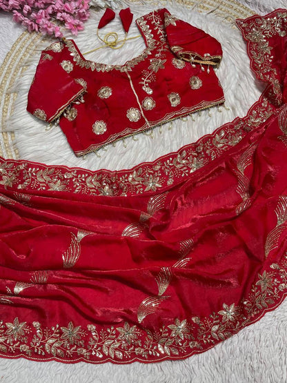 C -Pallu 3mm multi sequence  Embroidery Work Saree