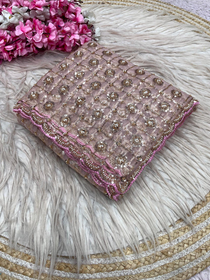 Premium Butterfly Net Saree with Sequins Brits C-Pallu Work
