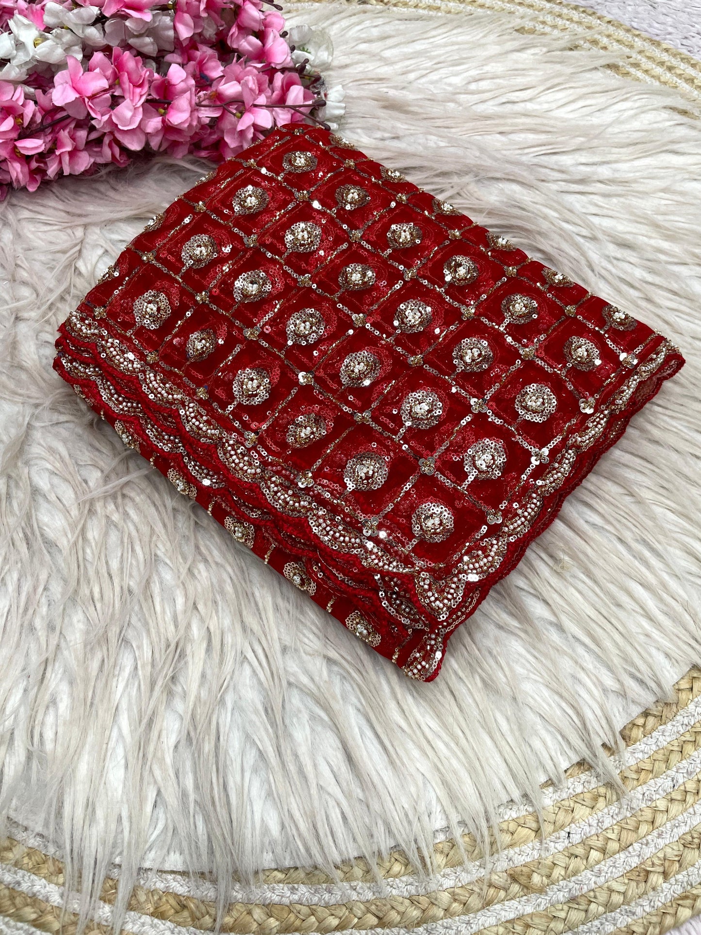 Premium Butterfly Net Saree with Sequins Brits C-Pallu Work