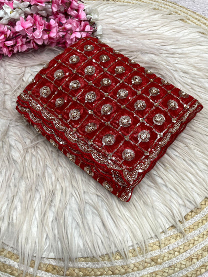 Premium Butterfly Net Saree with Sequins Brits C-Pallu Work