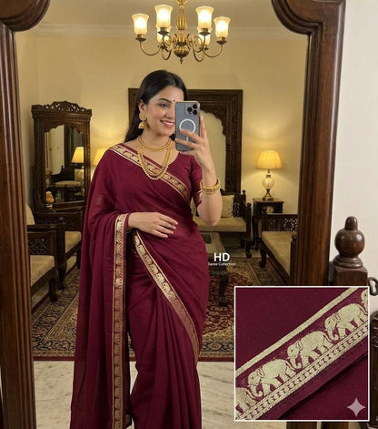 Premium Mysore Crepe Saree with Running Blouse