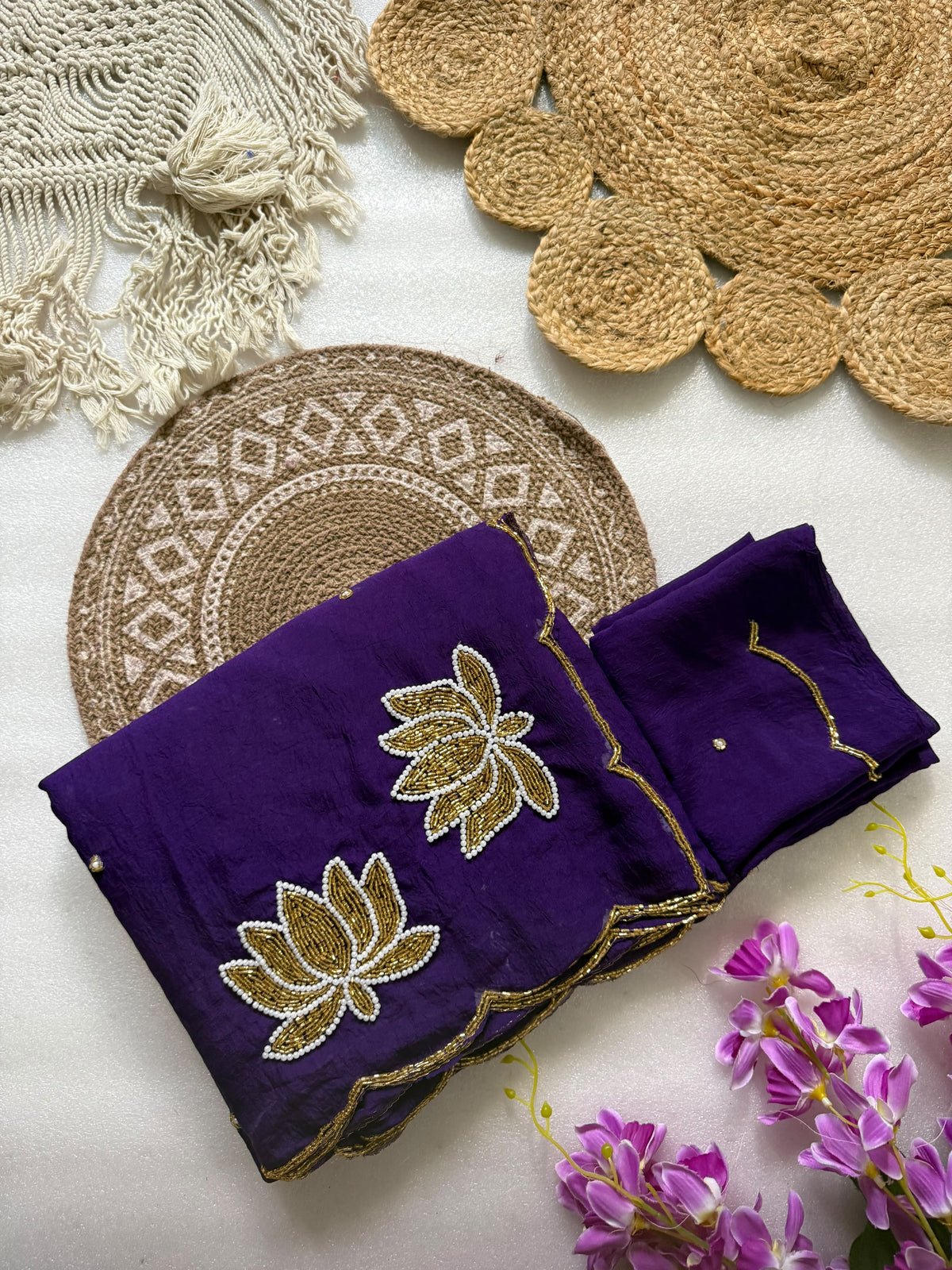 Glamorous Rangoli Crush Silk Saree with Artisan Hand Cutdana Work