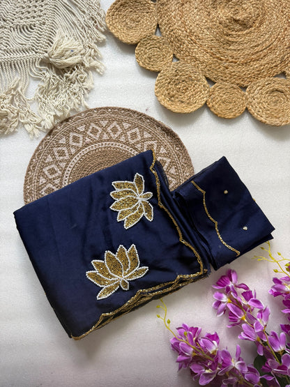 Glamorous Rangoli Crush Silk Saree with Artisan Hand Cutdana Work