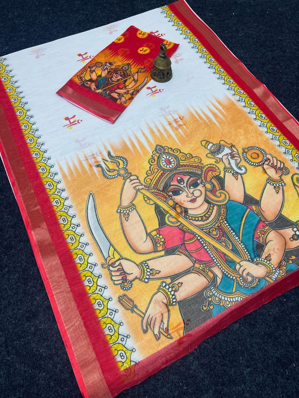 Festive Durga Puja Special Handcrafted Look Linen Cotton Saree