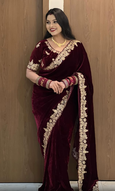 Beautiful Bollywood Velvet Saree