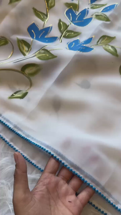 At Customer's Huge Demand, Now Available  Georgett handwork saree